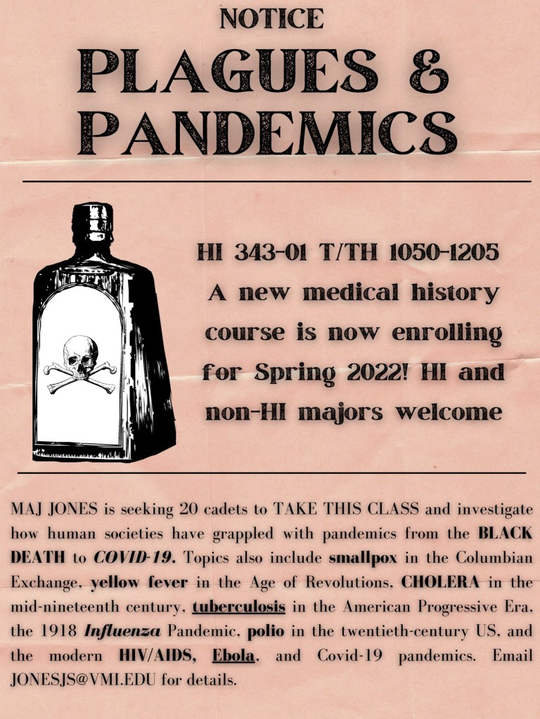 Course poster for Plagues and Pandemics 